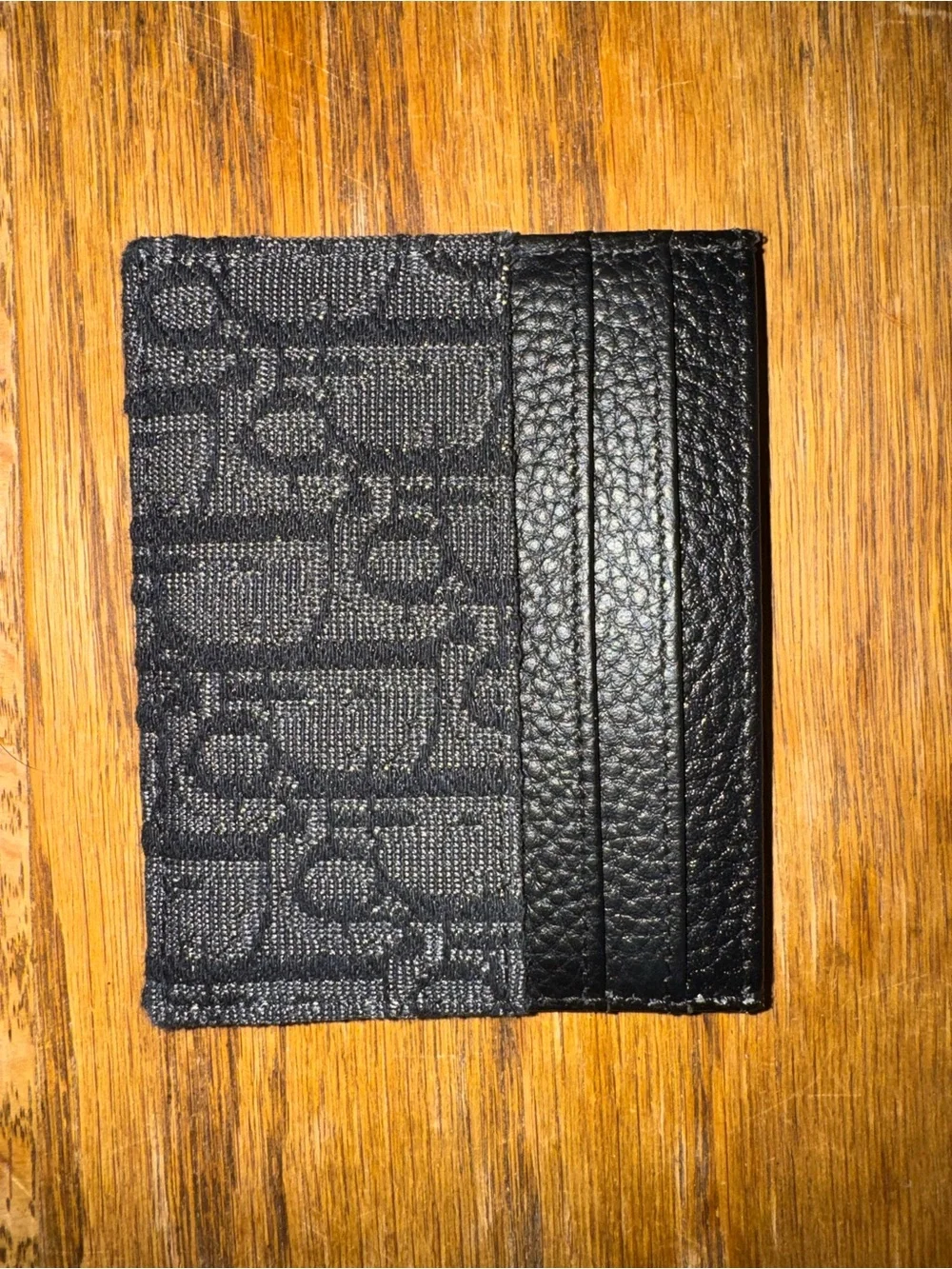 Dior Black Oblique Jacquard & Black Grained Calfskin Card Holder